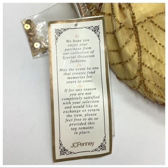 NWT VTG Mark & John by Gopal SILK Gold Sequin Beaded Dress HANDMADE Small - Picture 6 of 15